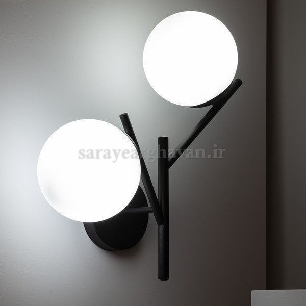 دیوارکوب(چراغ دیواری) مدرن فلزی 2 شعله، ارسال با حباب  D136