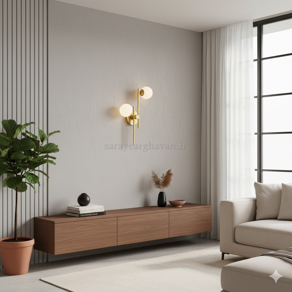دیوارکوب(چراغ دیواری)مدرن فلزی 2 شعله , ارسال با حباب D۱۳۱