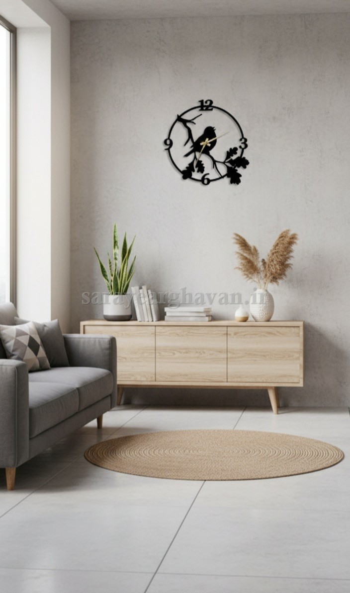 ساعت دیواری لیزری مدرن فلزی کد H335