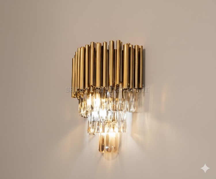 دیوارکوب (چراغ دیواری)کریستالی مدرن فلزی طراحی شیک C118