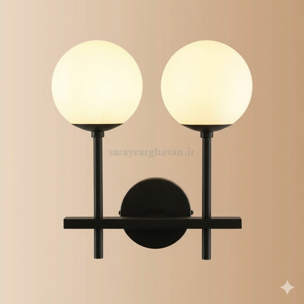 دیوارکوب(چراغ دیواری)مدرن فلزی 2شعله، ارسال با حباب D121
