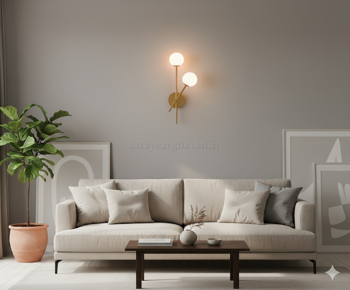 دیوارکوب(چراغ دیواری) مدرن فلزی 2 شعله، ارسال با حباب D122