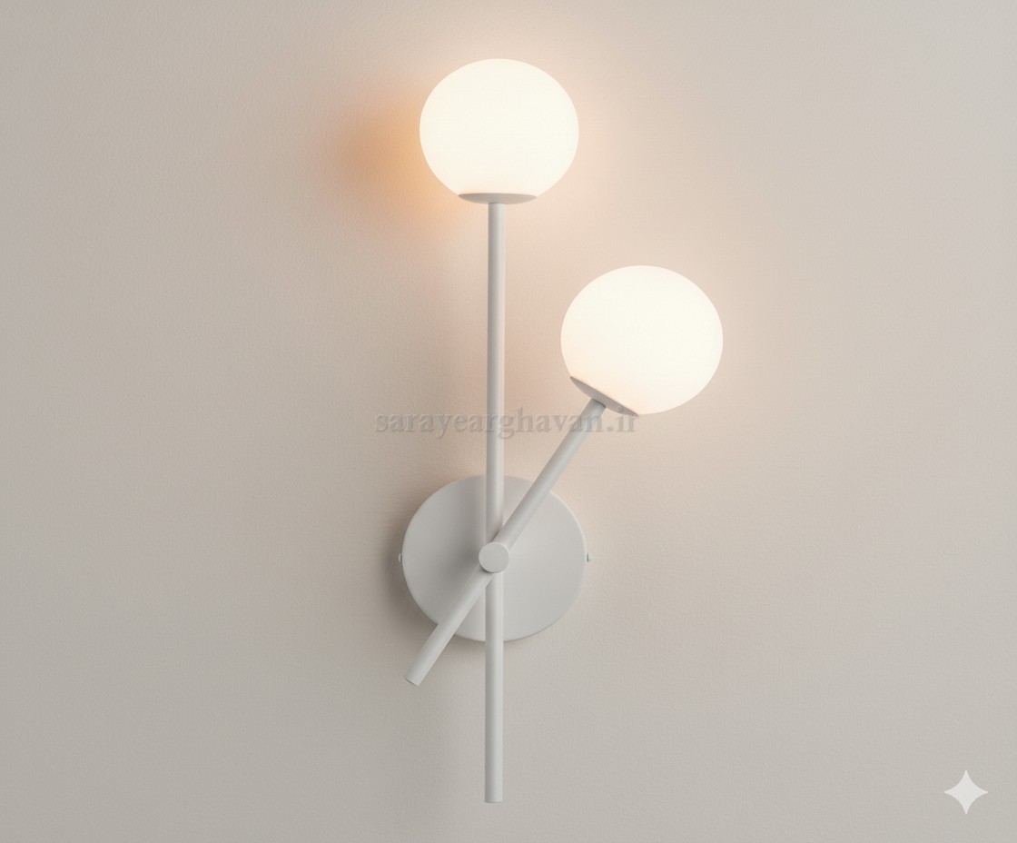 دیوارکوب(چراغ دیواری) مدرن فلزی 2 شعله، ارسال با حباب D122