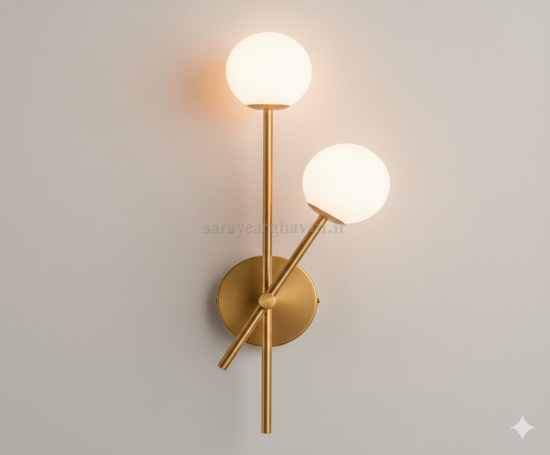 دیوارکوب(چراغ دیواری) مدرن فلزی 2 شعله، ارسال با حباب D122
