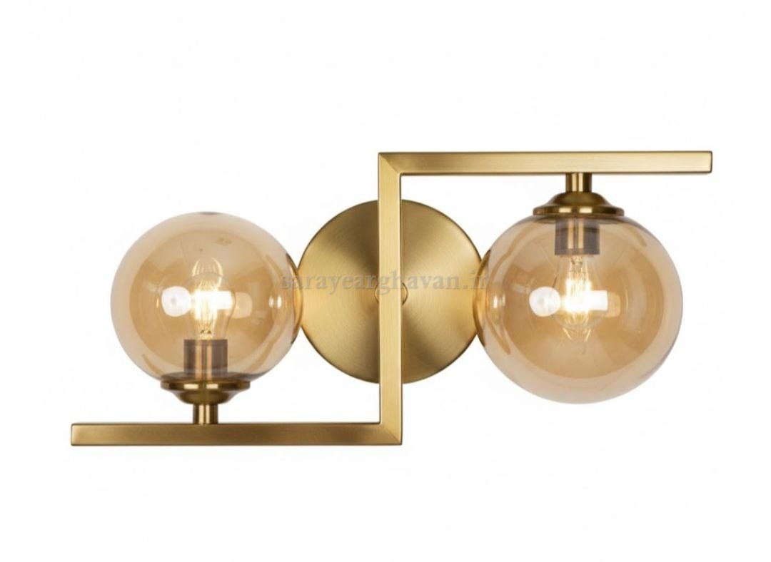 دیوارکوب(چراغ دیواری) مدرن فلزی 2 شعله، ارسال با حباب D139