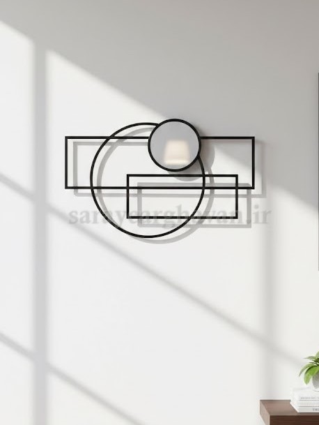 آینه دیواری مدرن فلزی، کدE170 (ارسال فریم بدون آینه) | طرح هندسی زیبا و کلاسیک