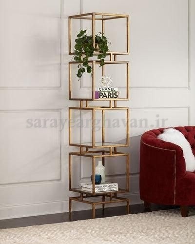 استند(شلف باکس)ایستاده مدرن چندطبقه فلزی، بسیار کاربردی (با رویه شیشه یا MDF) G102