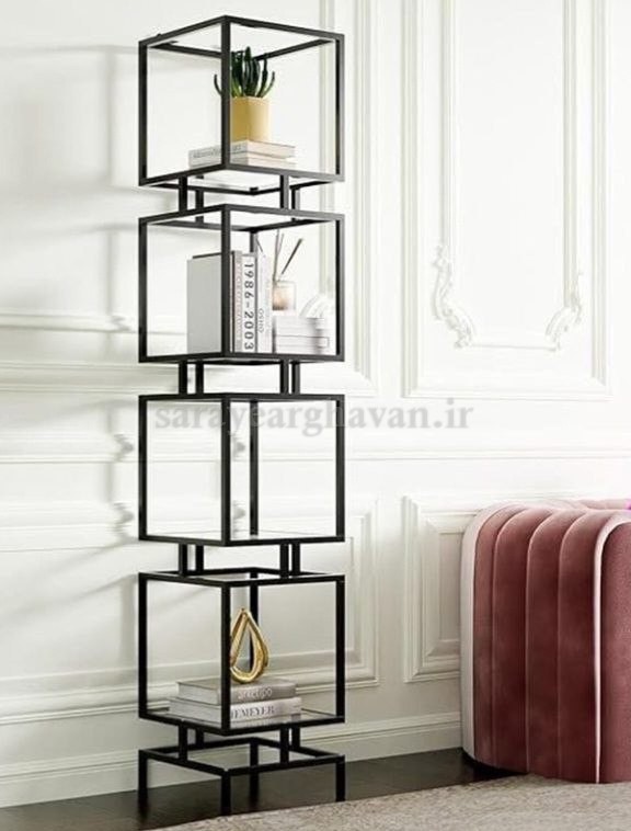 استند(شلف باکس)ایستاده مدرن چندطبقه فلزی، بسیار کاربردی (با رویه شیشه یا MDF) G102
