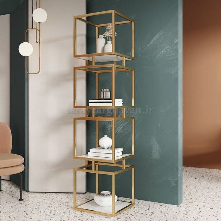 استند(شلف باکس)ایستاده مدرن چندطبقه فلزی، بسیار کاربردی (با رویه شیشه یا MDF) G102