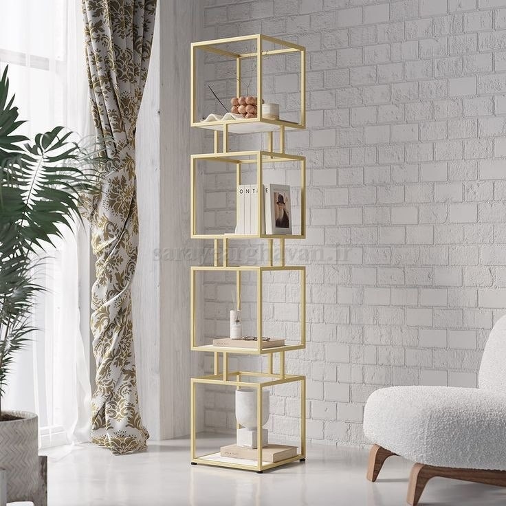 استند(شلف باکس)ایستاده مدرن چندطبقه فلزی، بسیار کاربردی (با رویه شیشه یا MDF) G102