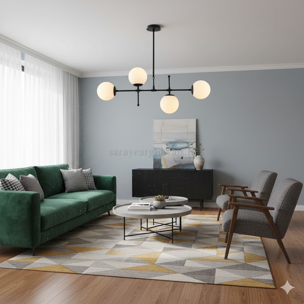 لوستر کانتری مدرن4 شعله زیبا (با ارسال حباب) K130