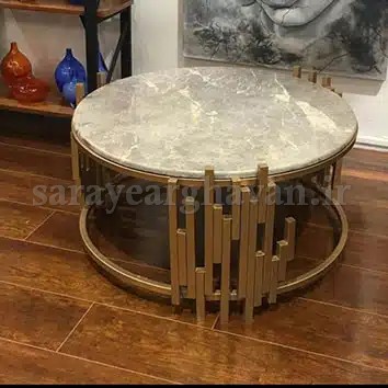 میز جلو مبلی مدرن فلزی (رویهMDF،وکیوم طرح سنگ یاشیشه) M141