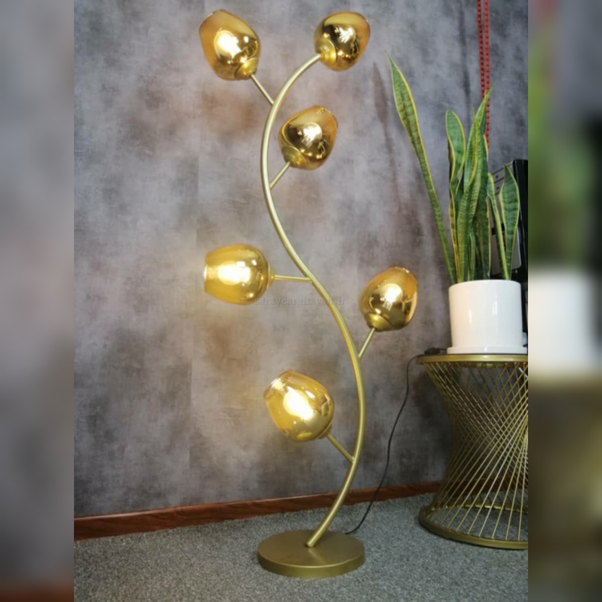 آباژور ایستاده مدرن فلزی 6 شعله (ارسال با حباب)  R133