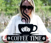 تابلو دکوراتیو فلزی مدرن، کد T145 | تابلو کافیشاپ Coffee Time | مینیمال_دکور دیواری لیزری