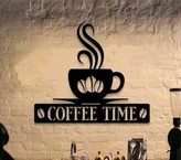 تابلو دکوراتیو فلزی مدرن، کد T145 | تابلو کافیشاپ Coffee Time | مینیمال_دکور دیواری لیزری