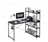 میز تحریر و اداری و کامپیوتر کد P105 | بدنه فلزی با صفحه رویی MDF | با کتابخانه 4 طبقه
