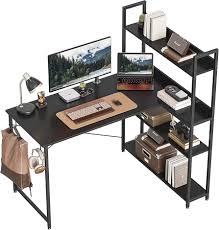 میز تحریر و اداری و کامپیوتر  کد P105 | بدنه فلزی با صفحه رویی MDF | با کتابخانه 4 طبقه